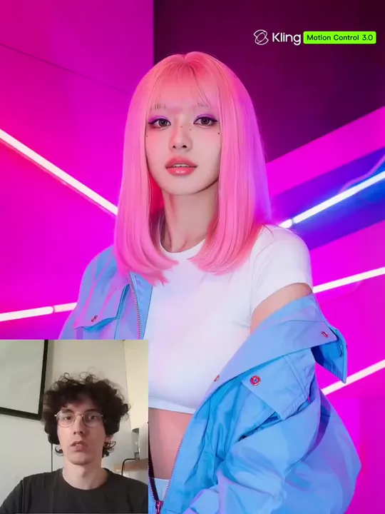 A creator's performance driving an AI character with Kling 3.0 Motion Control